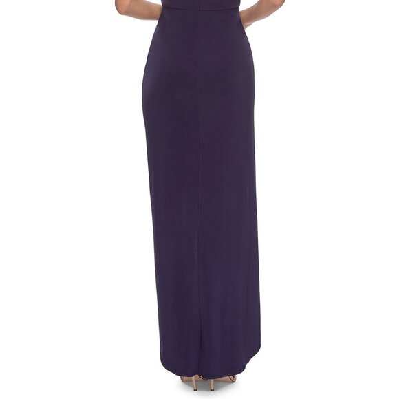 NWT La Femme 28204SC Jersey Prom Dress Dark Purple Size 6 - Picture 4 of 6